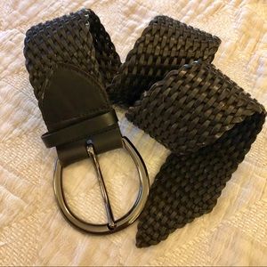 HYDE Collection wide woven leather belt, M, Black